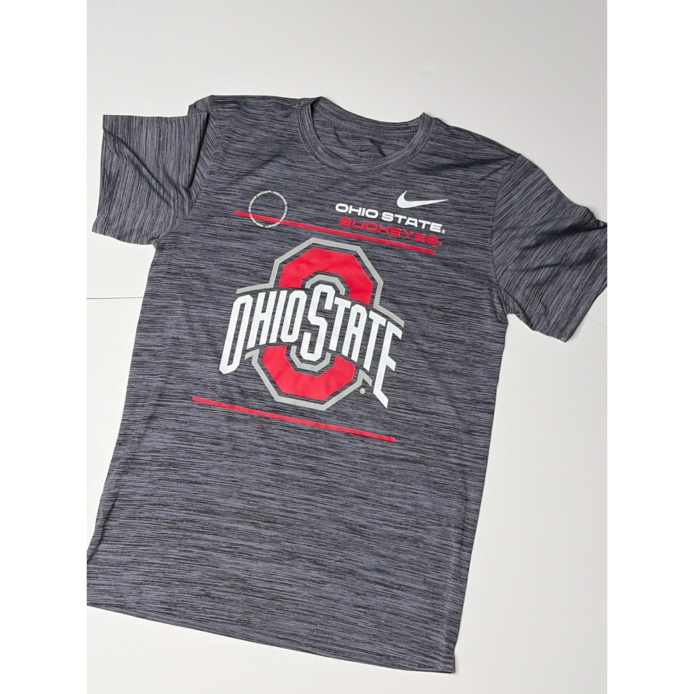 Nike Ohio State Buckeyes Mens Grey Space Dye Dri-FIT Performance T-Shirt Small